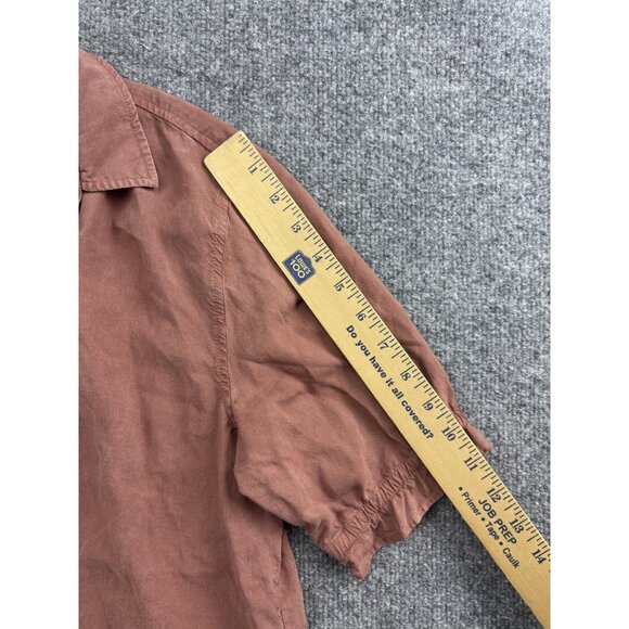 Cloth & Stone Shirt Womens Large Pink Tencel Button Front Short Sleeve Top - Picture 3 of 7